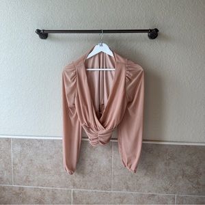 Pink Nude Fashion Nova Cropped Long Sleeve Top in Size Large SHIPS FAST